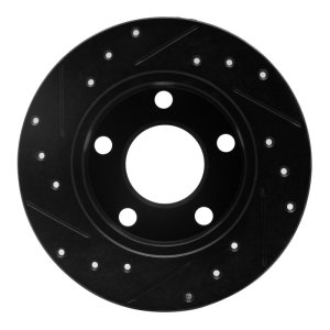 Audi A6 Quattro Brake Rotor (1) - Rear Right - R1 Concepts - Drilled & Slotted - Black - `98-`01